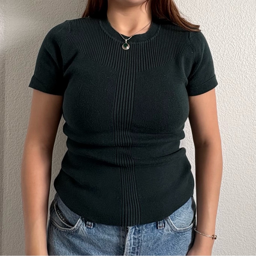 Women's Black Short Sleeve Top